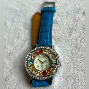 — 2/$5 — Crocodile Embossed Rhinestone Strada Wristwatch